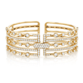18k Yellow Gold and 3.28 Total Weight Diamond Five Row Bracelet