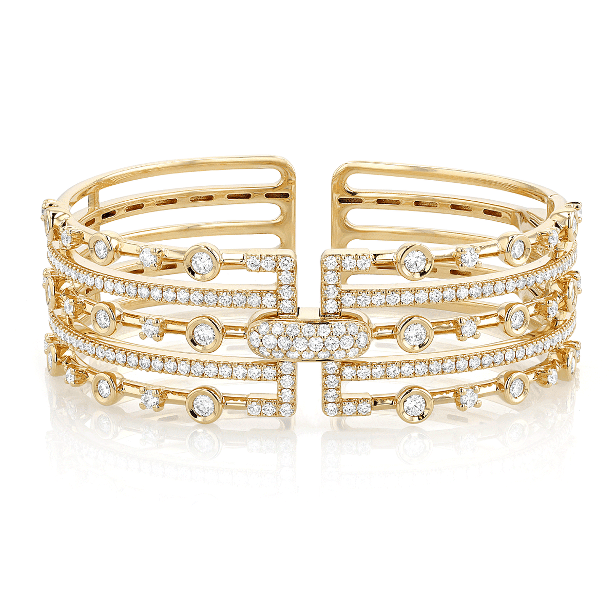 18k Yellow Gold &amp; 3.28ct Diamond Five Row Bracelet