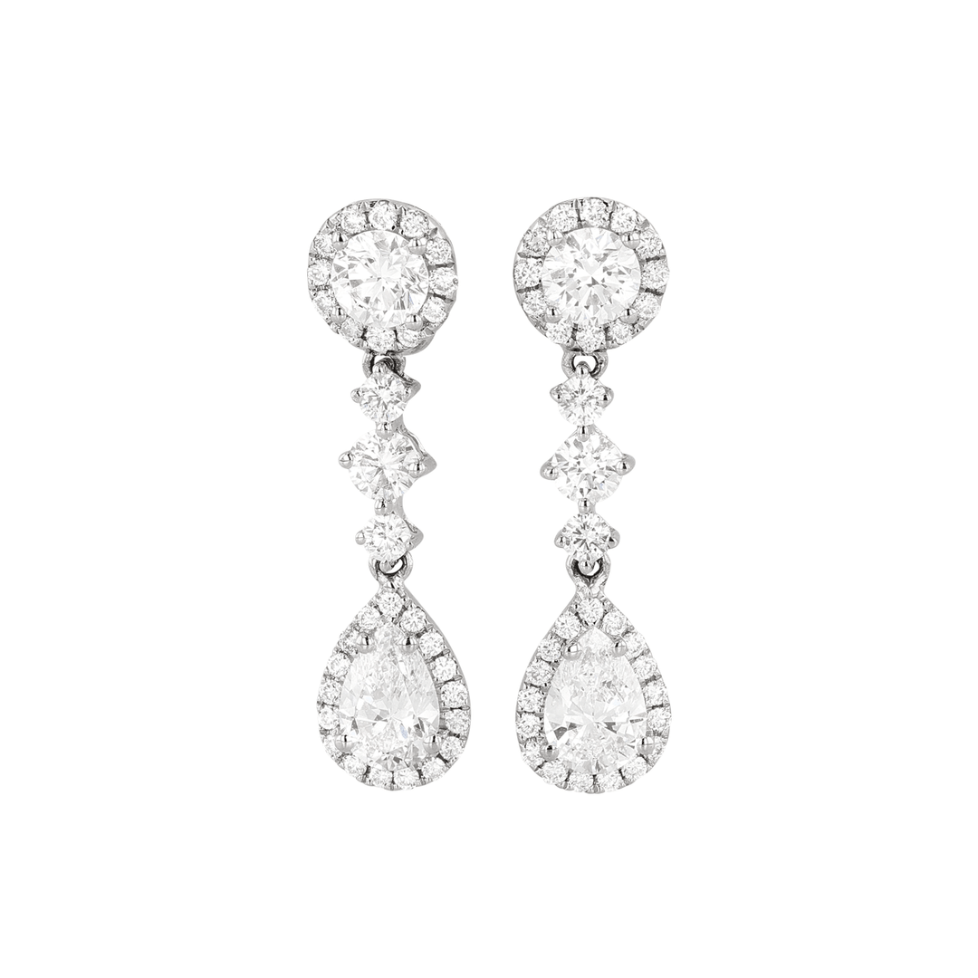 18k Gold and 1.48 Total Weight Diamond Drop Earrings