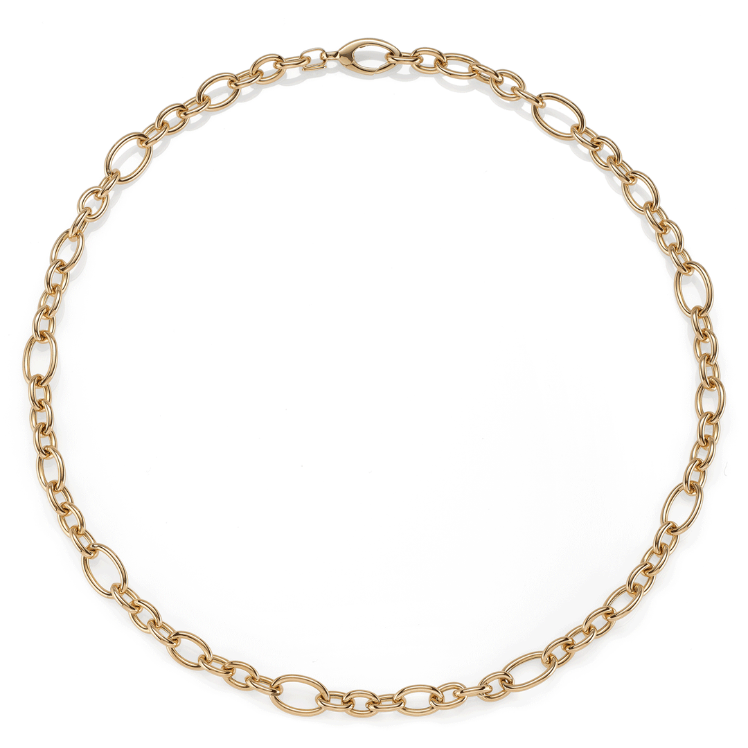 18k Yellow Gold 16 Inch Oval Link Necklace