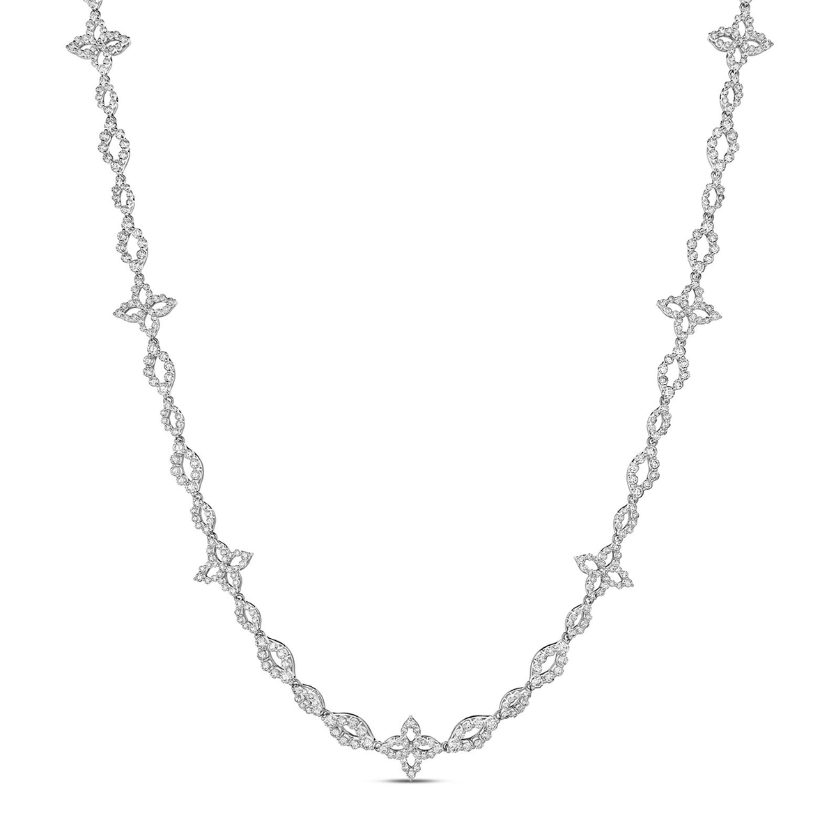 Roberto Coin Princess Flower 18k White Gold and Diamond Necklace