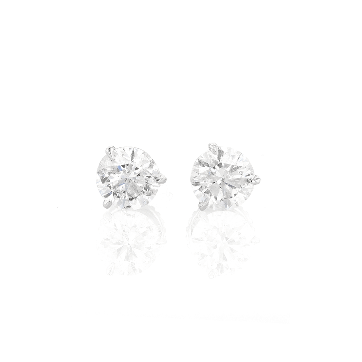 14k White Gold and 4.08 Total Weight Diamond Studs