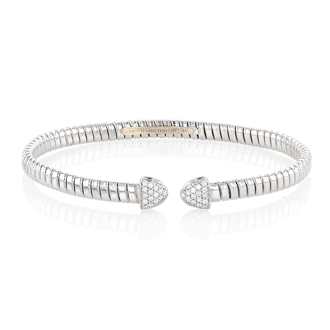 18k White Gold and Diamond .30 Total Weight Cuff Bracelet