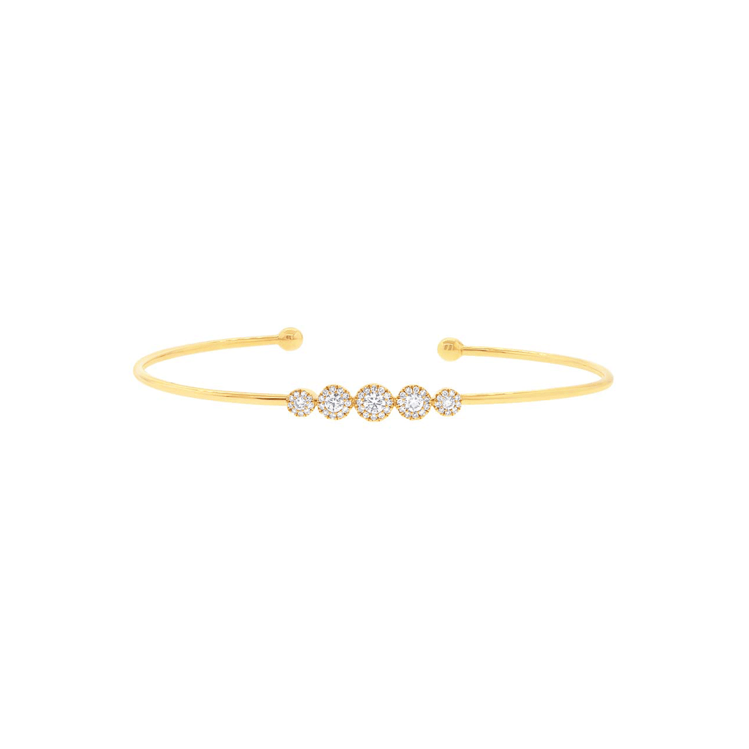 14k Yellow Gold and .37 Total Weight Diamond Cluster Bracelet