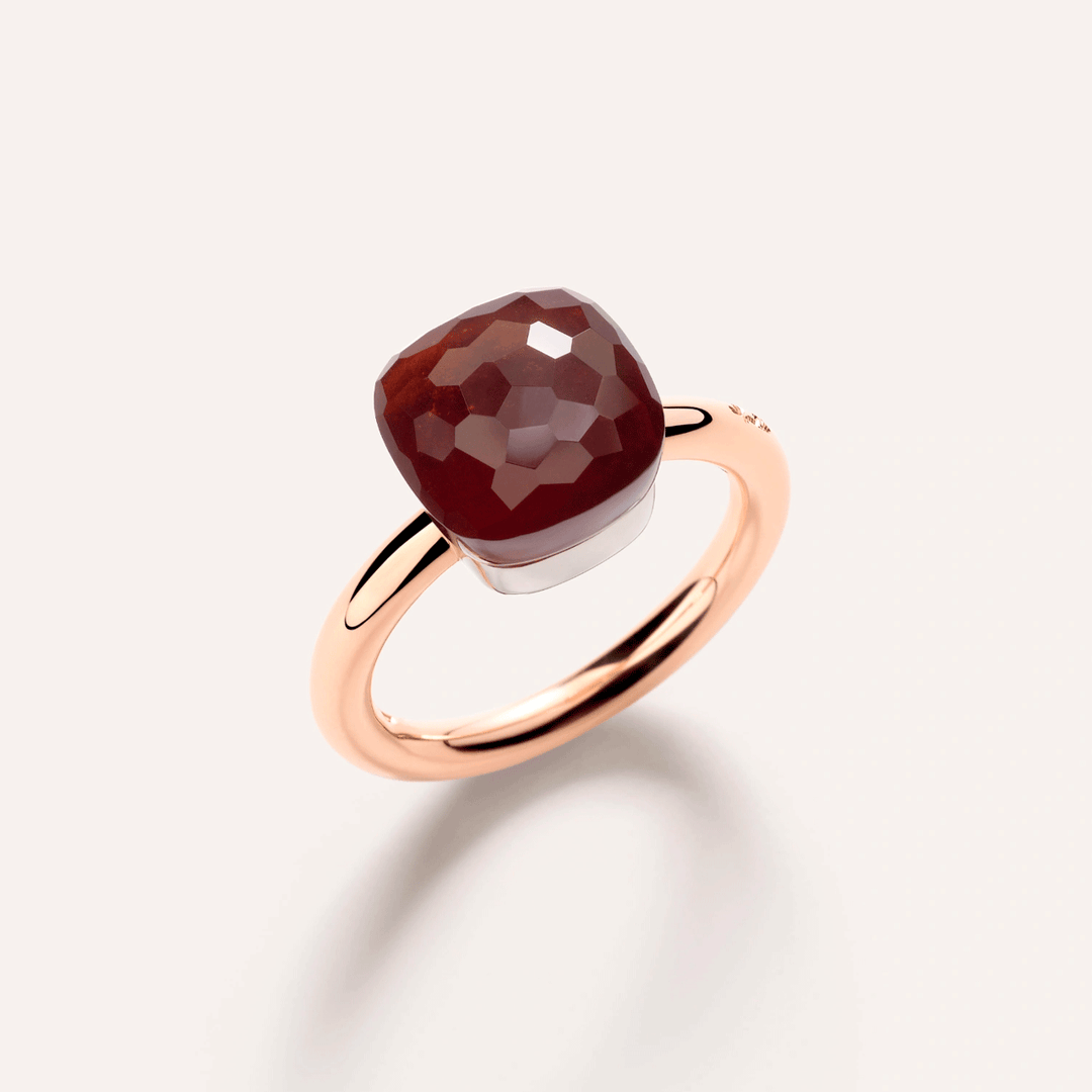 Pomellato Nudo Classic 18k Rose and White Gold Garnet Ring, SZ56