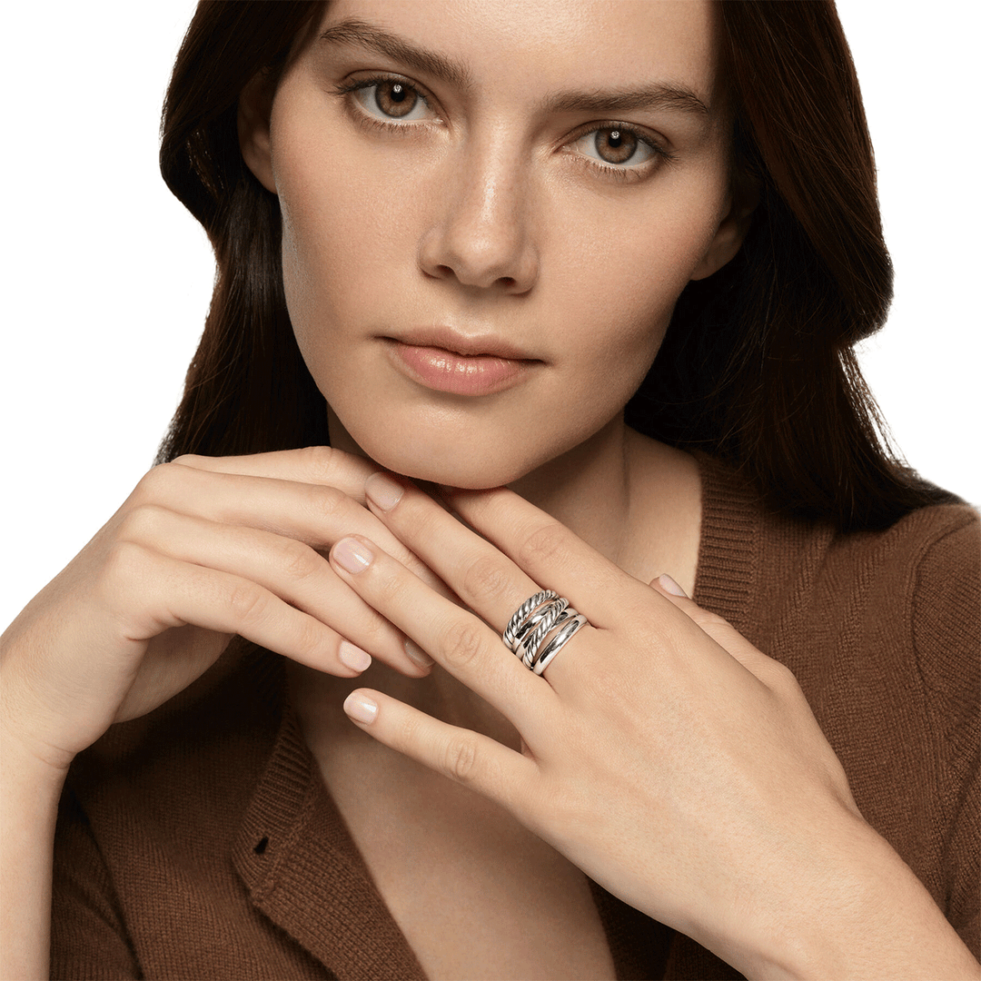 David Yurman Crossover Five Row Ring Sterling Silver, 17.5mm