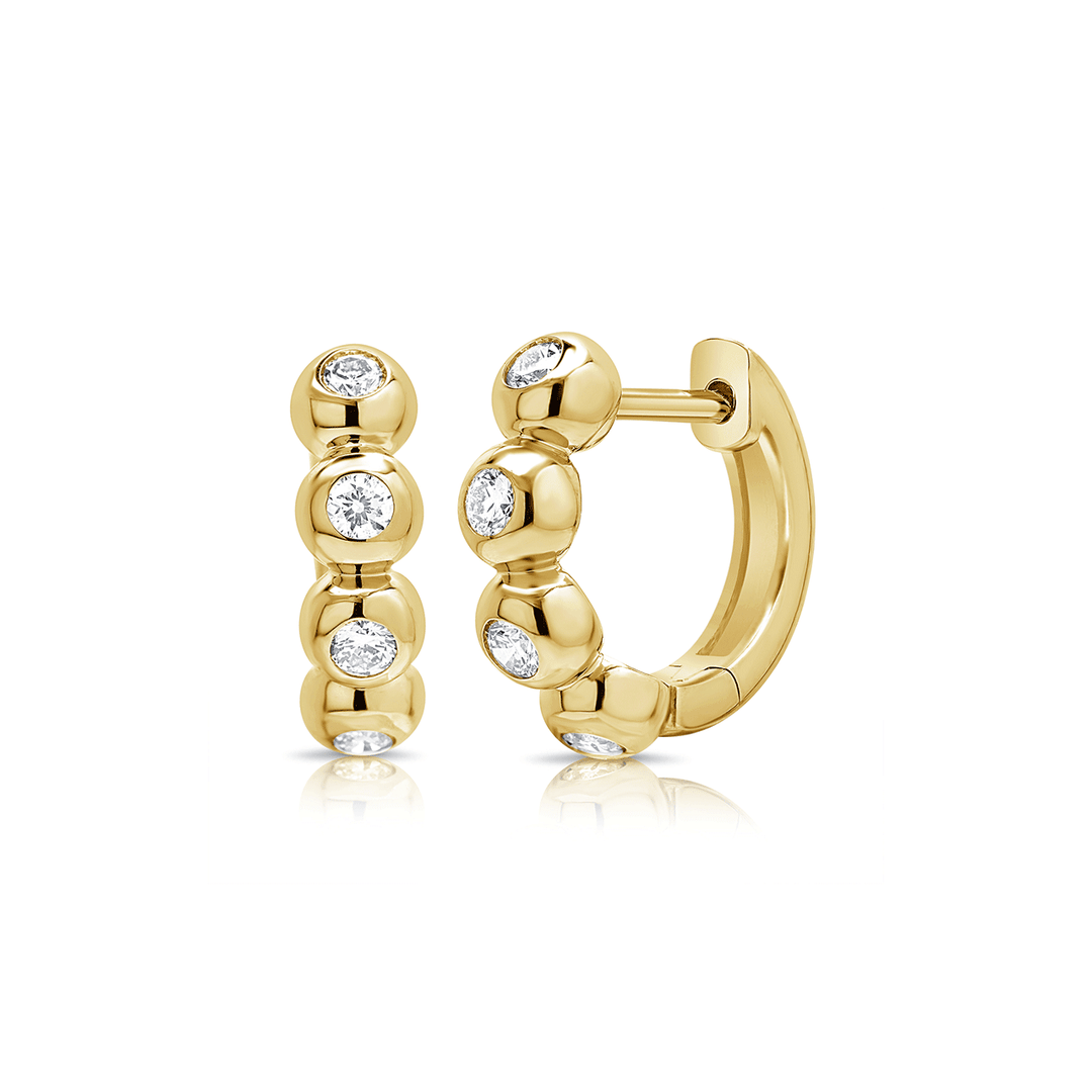 14k Yellow Gold and 0.34 Total Weight Diamond Hoops