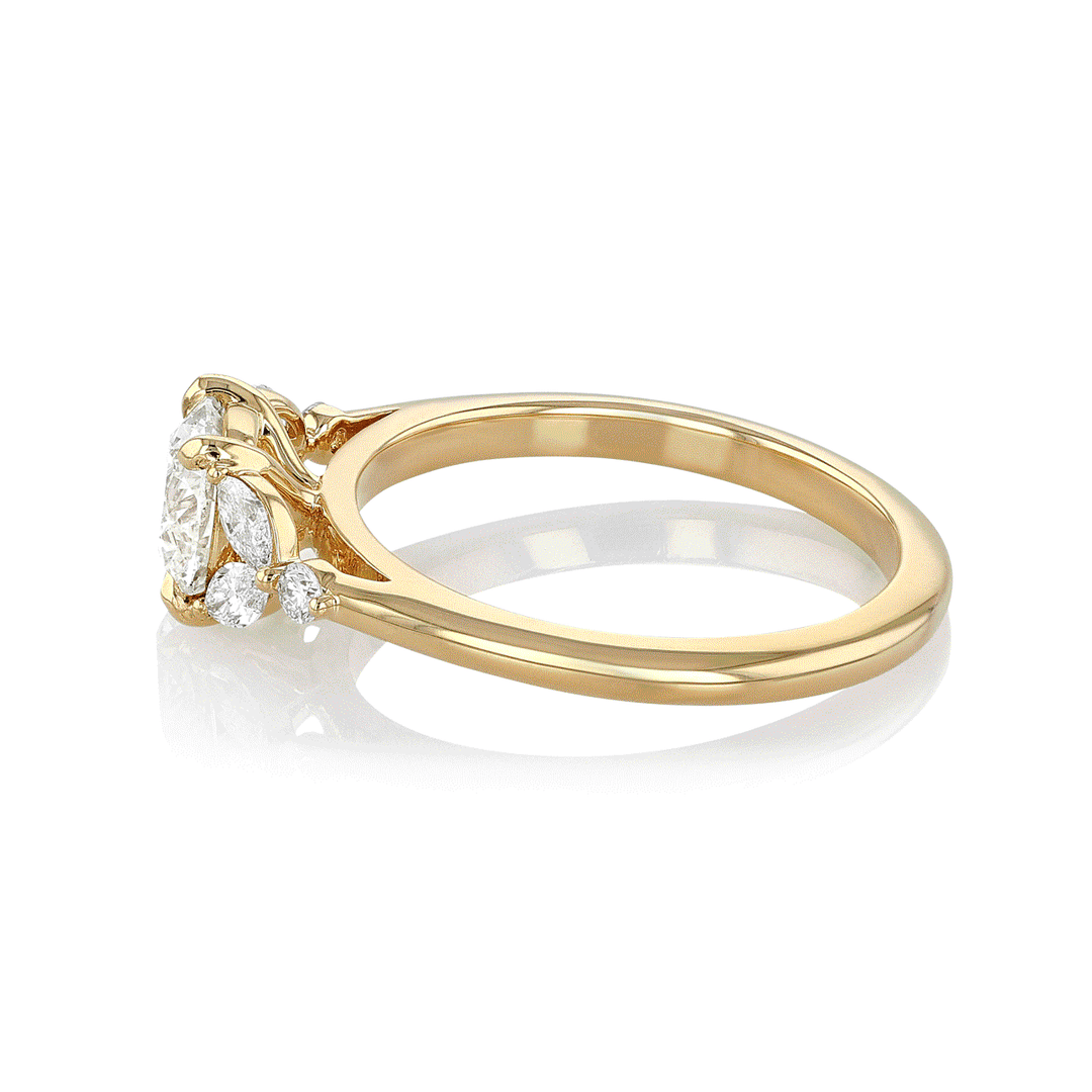Hamilton Fleur Collection 18k Yellow Gold and 1.50 Total Weight Diamond Engagement Ring