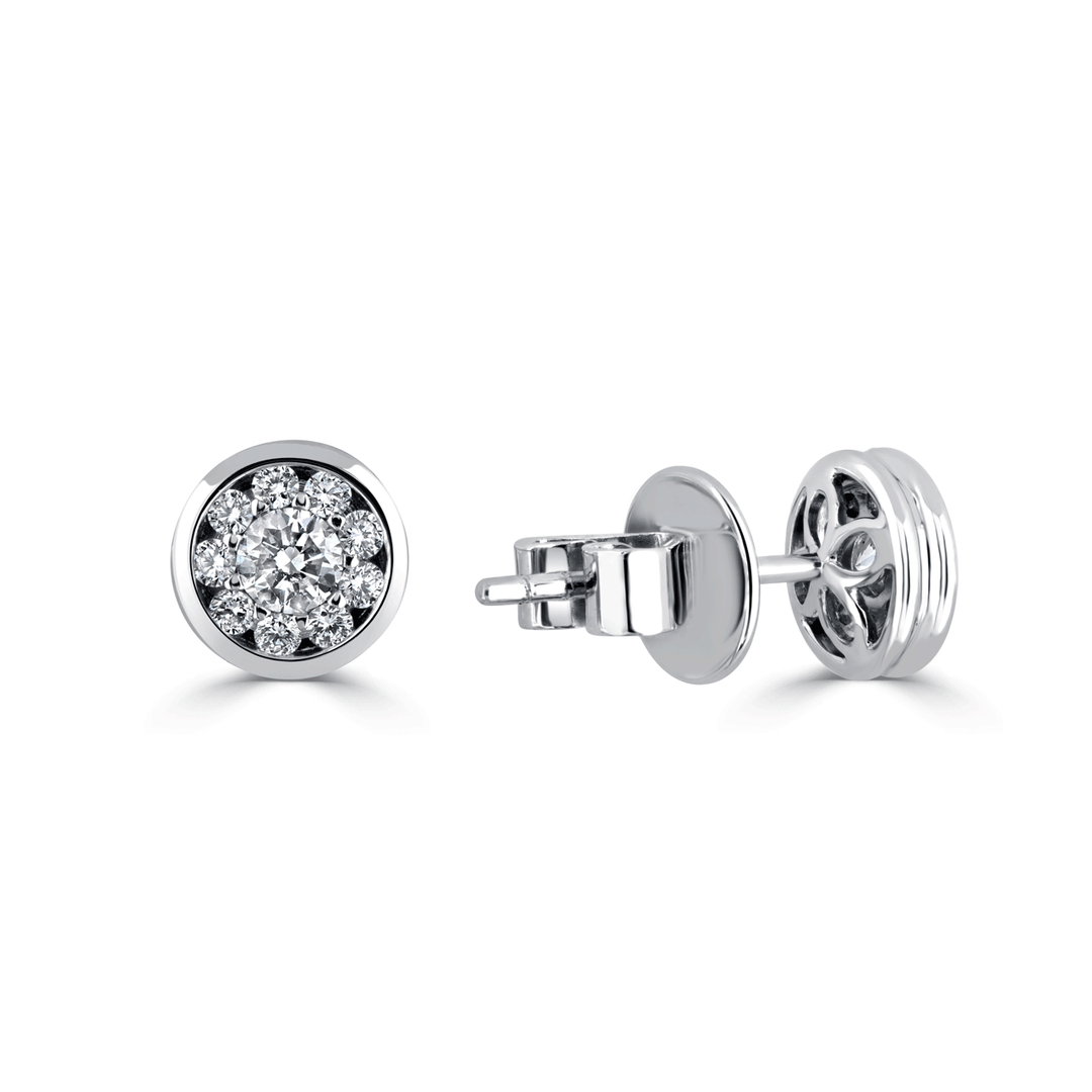 18k White Gold and Diamond .41 Total Weight Disc Studs