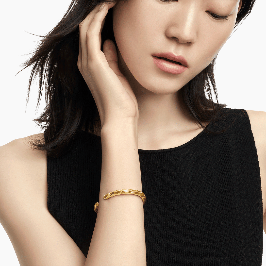 David Yurman Cable Edge Cuff Bracelet in Recycled 18k Yellow Gold