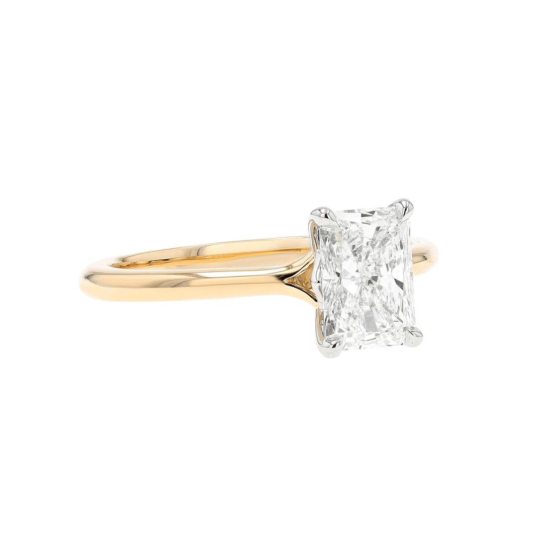 Platinum 18k Yellow Gold Radiat Diamond 1.21 Total Weight Solitaire Ring