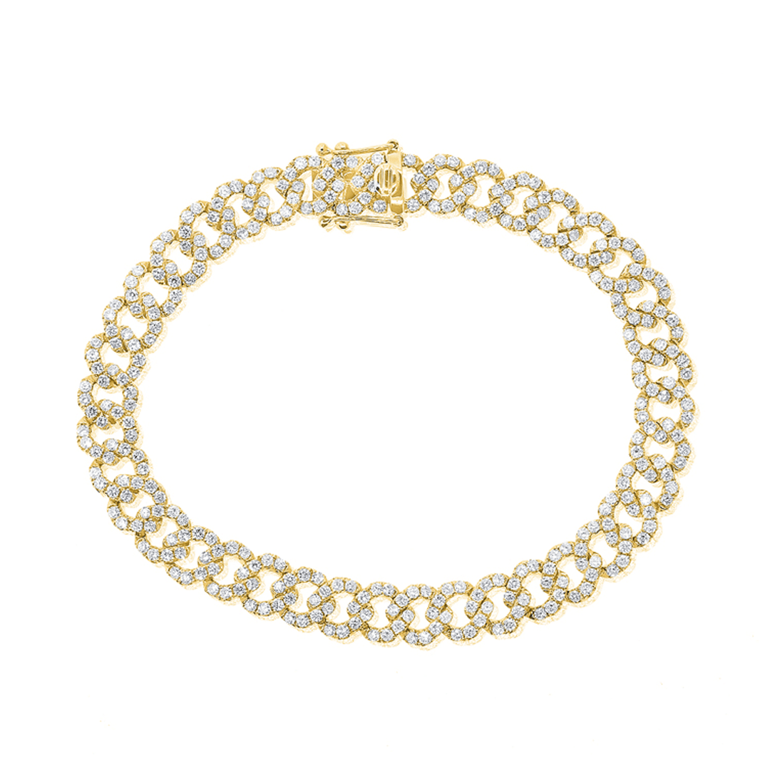 14k Yellow Gold and Pave Diamond 4.19 Total Weight Bracelet