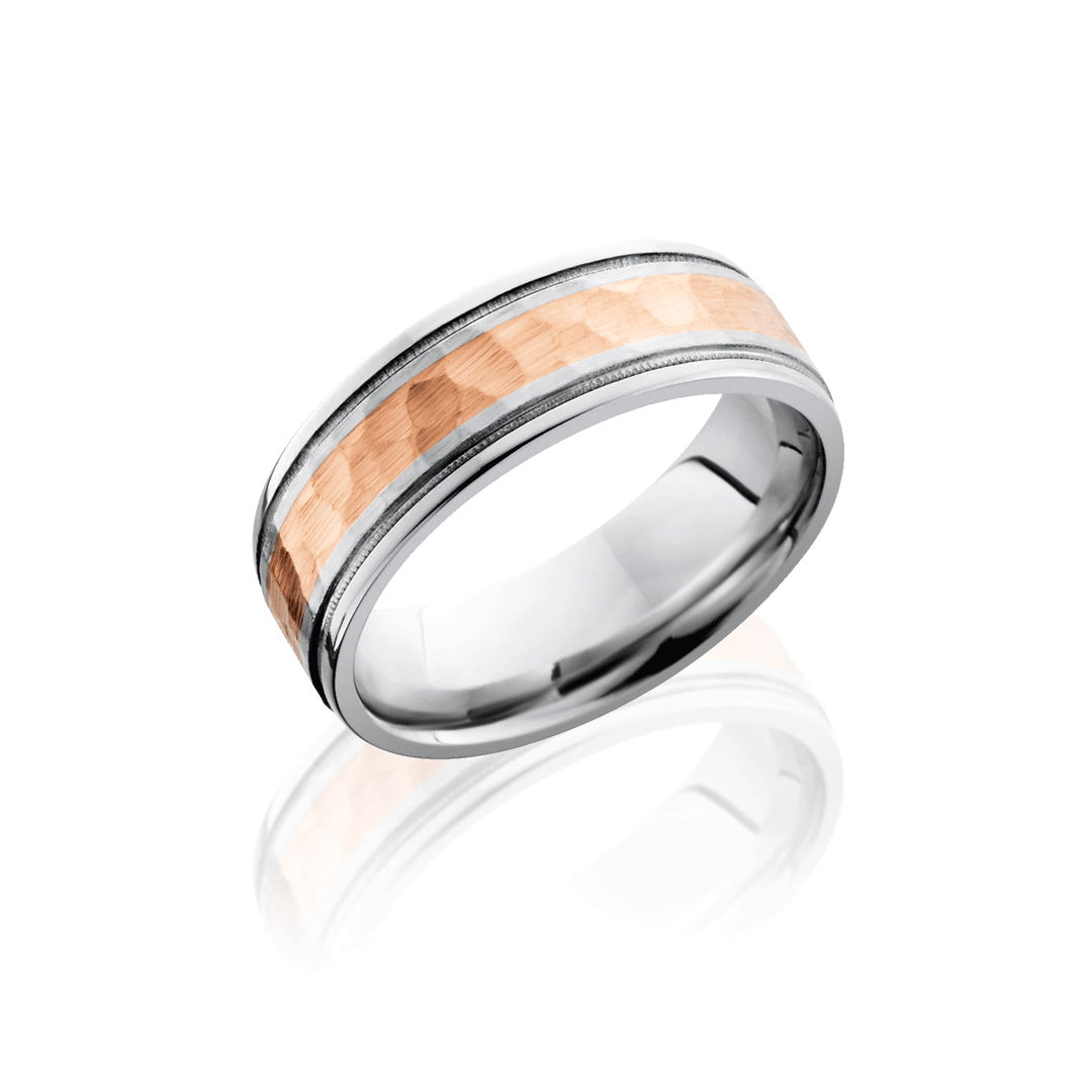 Cobalt and 14k Rose Gold Wedding Band