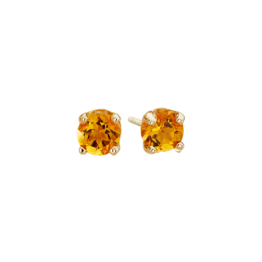 14k 3mm Citrine Birthstone November Stud Earrings