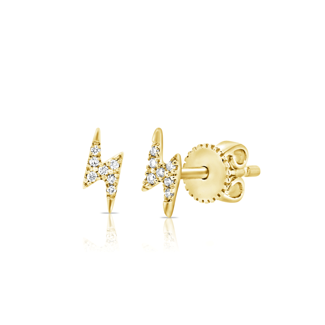 14k Gold .05 Total Weight Diamond Mini Bolt Studs