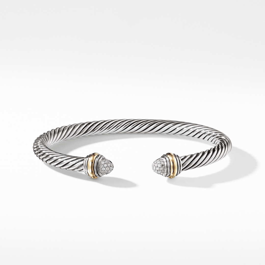 David Yurman Cable Classic Collection Bracelet with Diamonds and 14k Yellow Gold