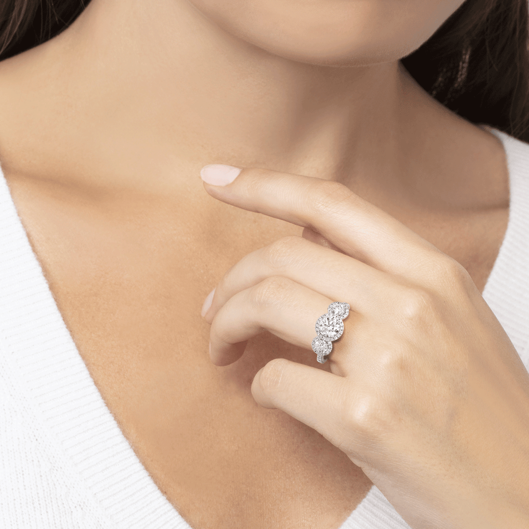 Lisette 18k White Gold 3 Stone Diamond Engagement Ring