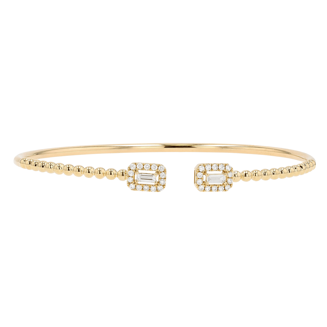 18k Gold and Baguette Diamond .18 Total Weight Cuff Bracelet