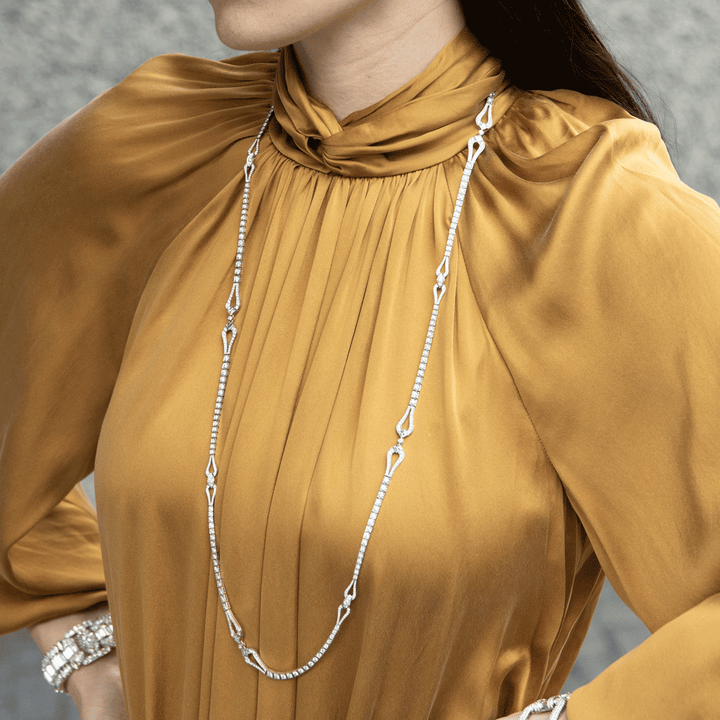Platinum 36 Inch Diamond 15.34 Total Weight Station Necklace