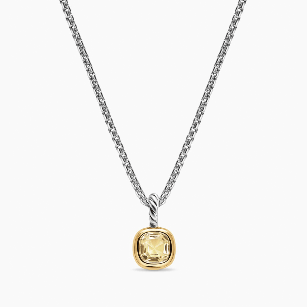 David Yurman Mini Cushion Cut Amulet Sterling Silver with 14K Yellow Gold and Champagne Citrine