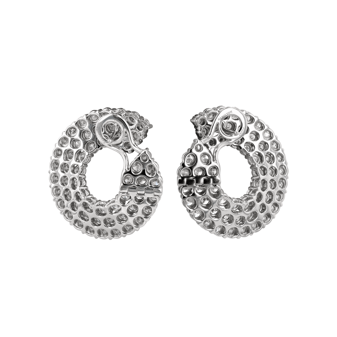 18k White Gold and 7.28 Total Weight Diamond Spiral Earrings