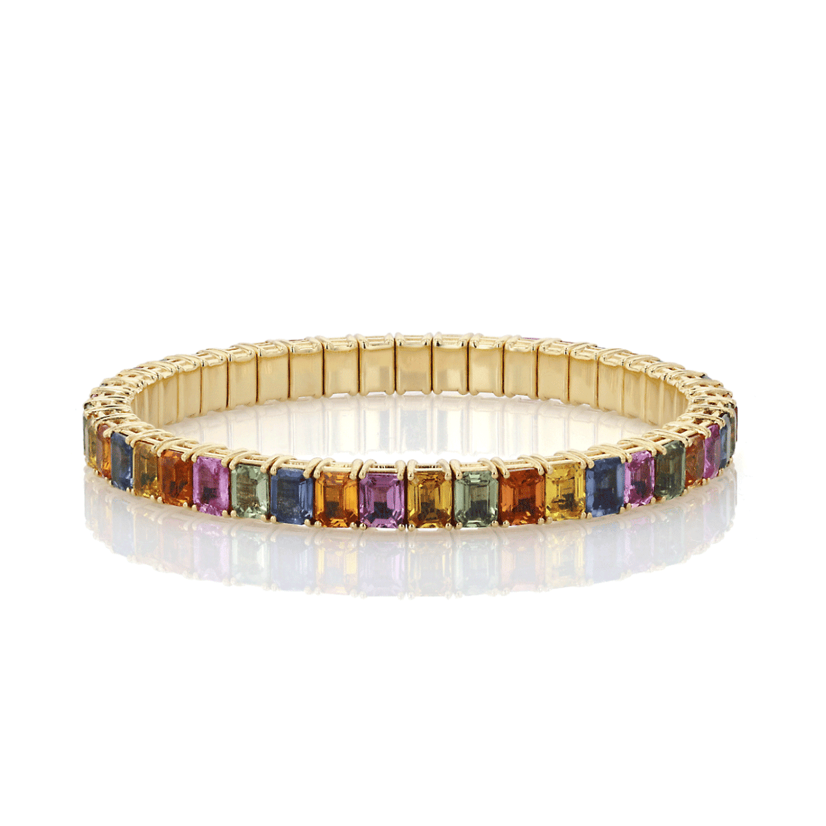 18k Yellow Gold and Multi Colored Sapphires Bracelet