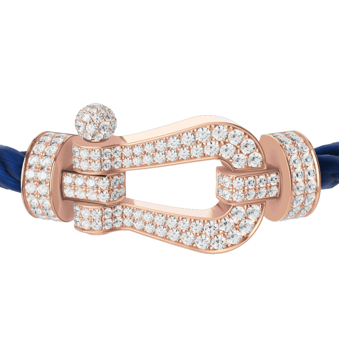 FRED Force 10 Navy Cable with 18k Rose Gold Extra LG Full Pave Diamond Buckle, Exclusively at Hamilton Jewelers