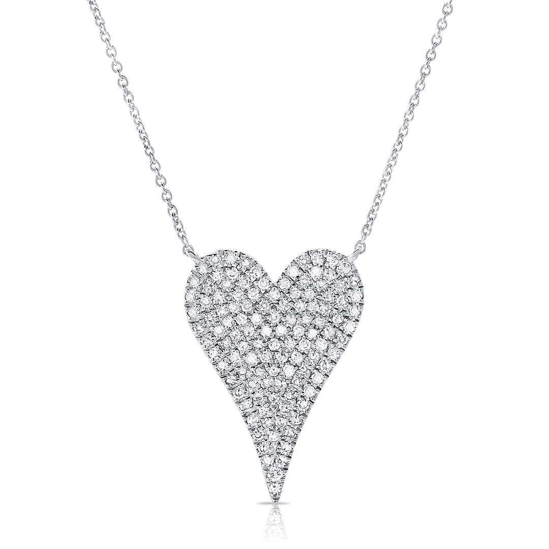 14k White Gold and Pave Diamond Heart Pendant
