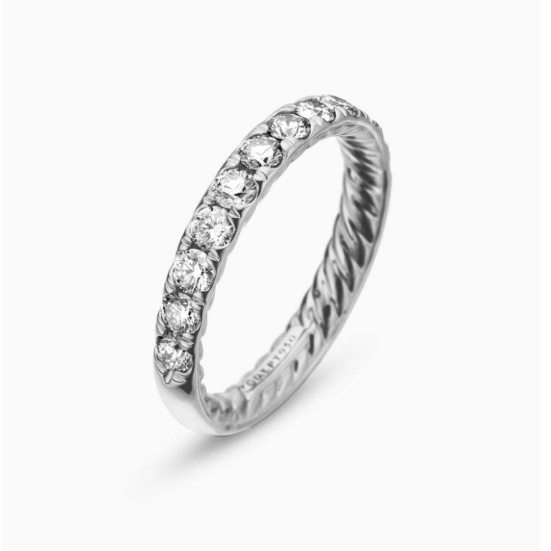 David Yurman DY Eden Partway Band Ring Platinum with Diamonds, 2.8mm