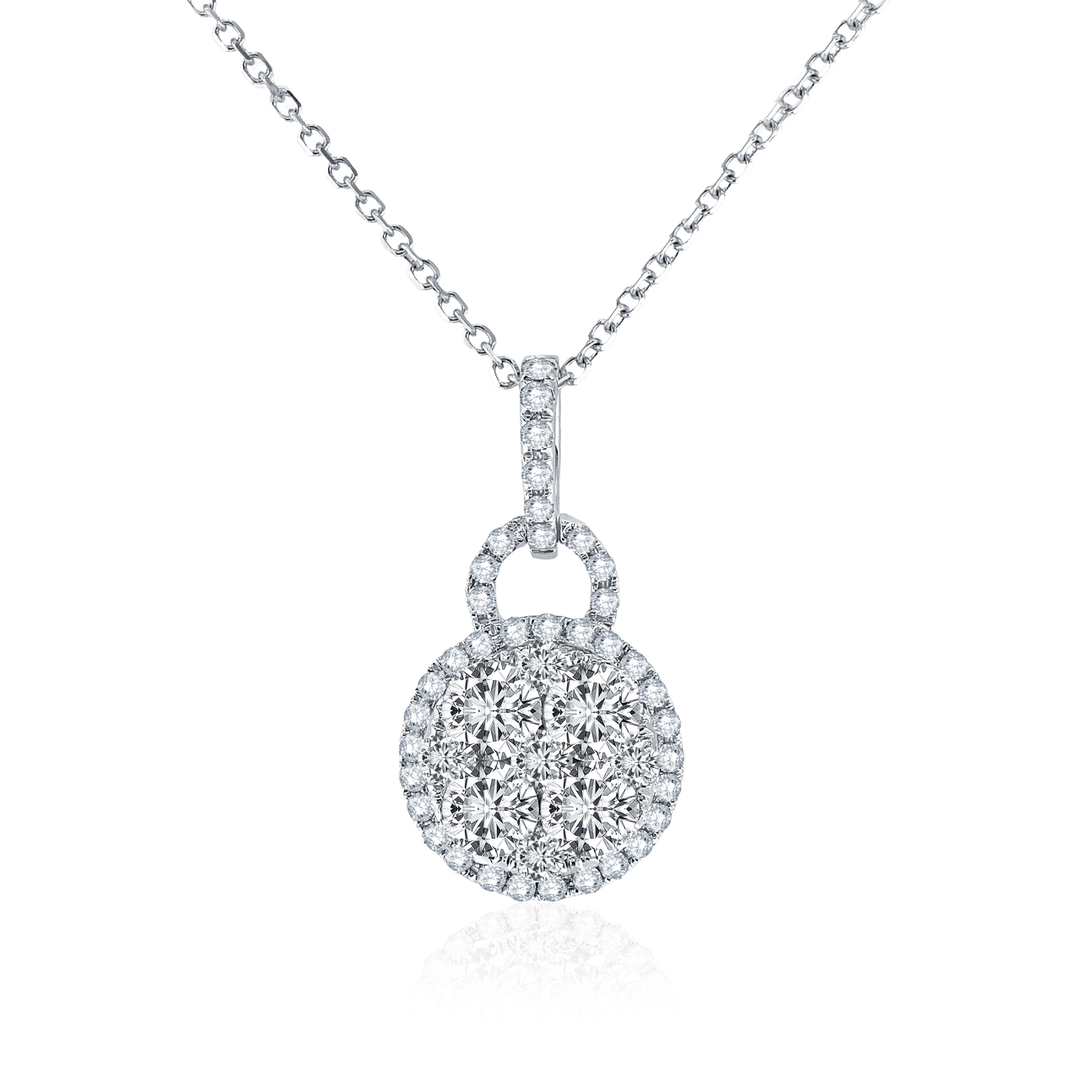 14k White Gold and .70 Total Weight Diamond Pendant