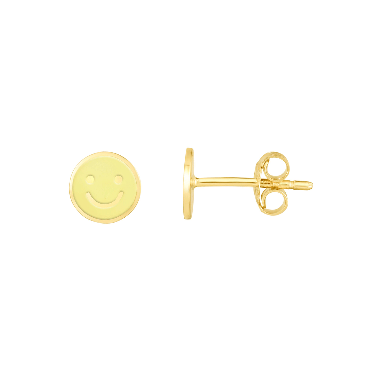 14k Yellow Gold Smiley Stud Earrings