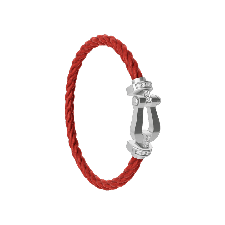 FRED Red Cord Bracelet with 18k White Half Diamond LG Buckle, Exclusively at Hamilton Jewelers