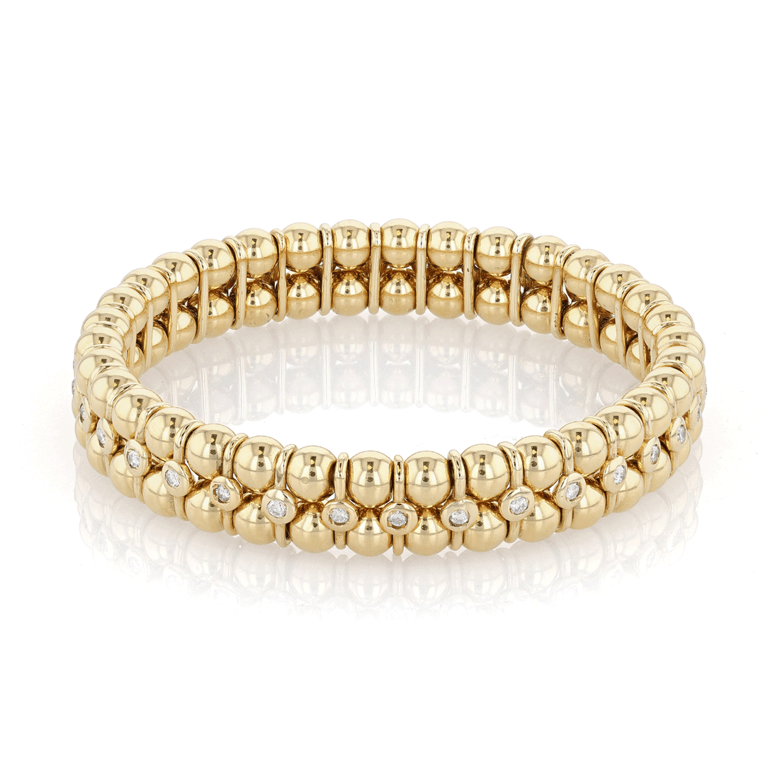18k Yellow Gold and Diamond 0.70 Total Weight Stretch Bracelet