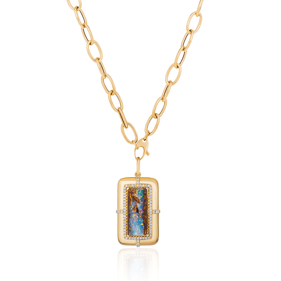 Goshwara G-One 18k Yellow Gold and Brown Opal Pendant
