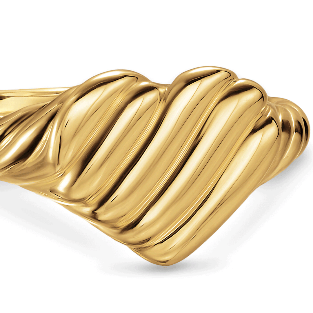 David Yurman Sculpted Cable Heart Pinky Ring 18K Yellow Gold, 9mm
