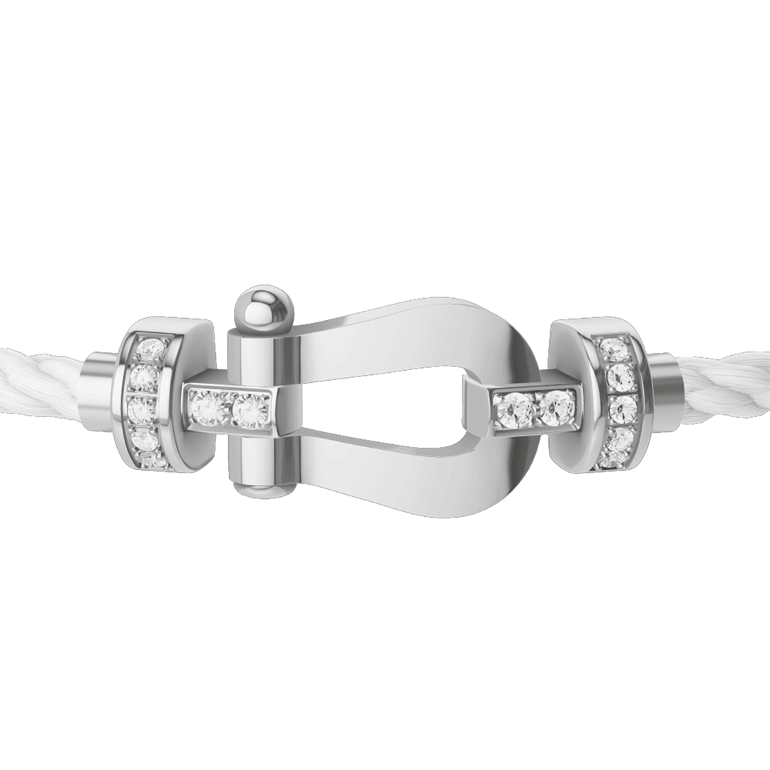 FRED White Cord Bracelet with 18k Half Diamond MD Buckle, Exclusively at Hamilton Jewelers