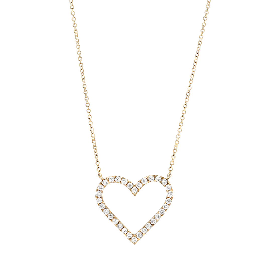 14k Gold and Diamond .51 Total Weight Heart Necklace