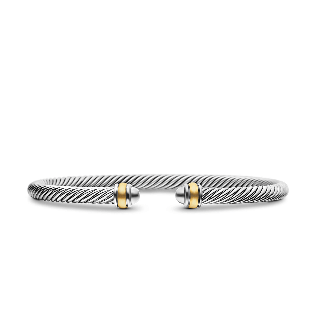 David Yurman Classic Cable Bracelet Sterling Silver with 18k Yellow Gold, 4mm
