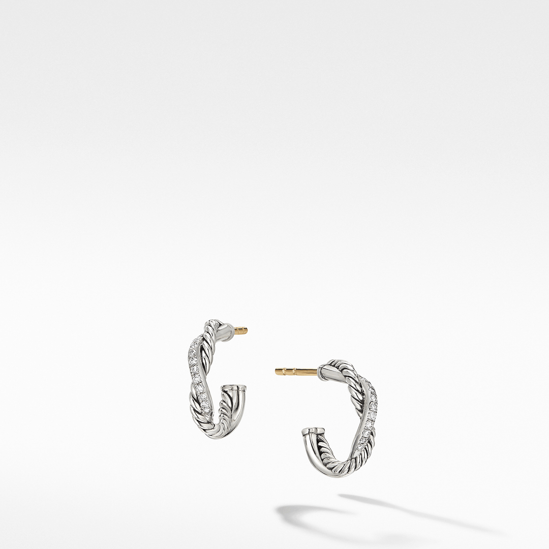 David Yurman Petite Infinity Huggie Hoop Earring with Pavé Diamonds