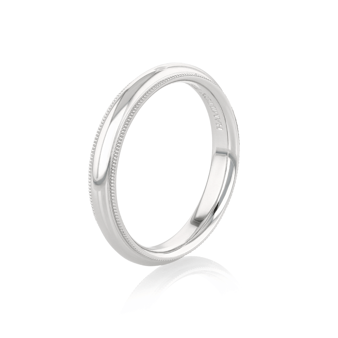 Hamilton Collection Platinum 4mm Milgrain Comfort Fit Wedding Band