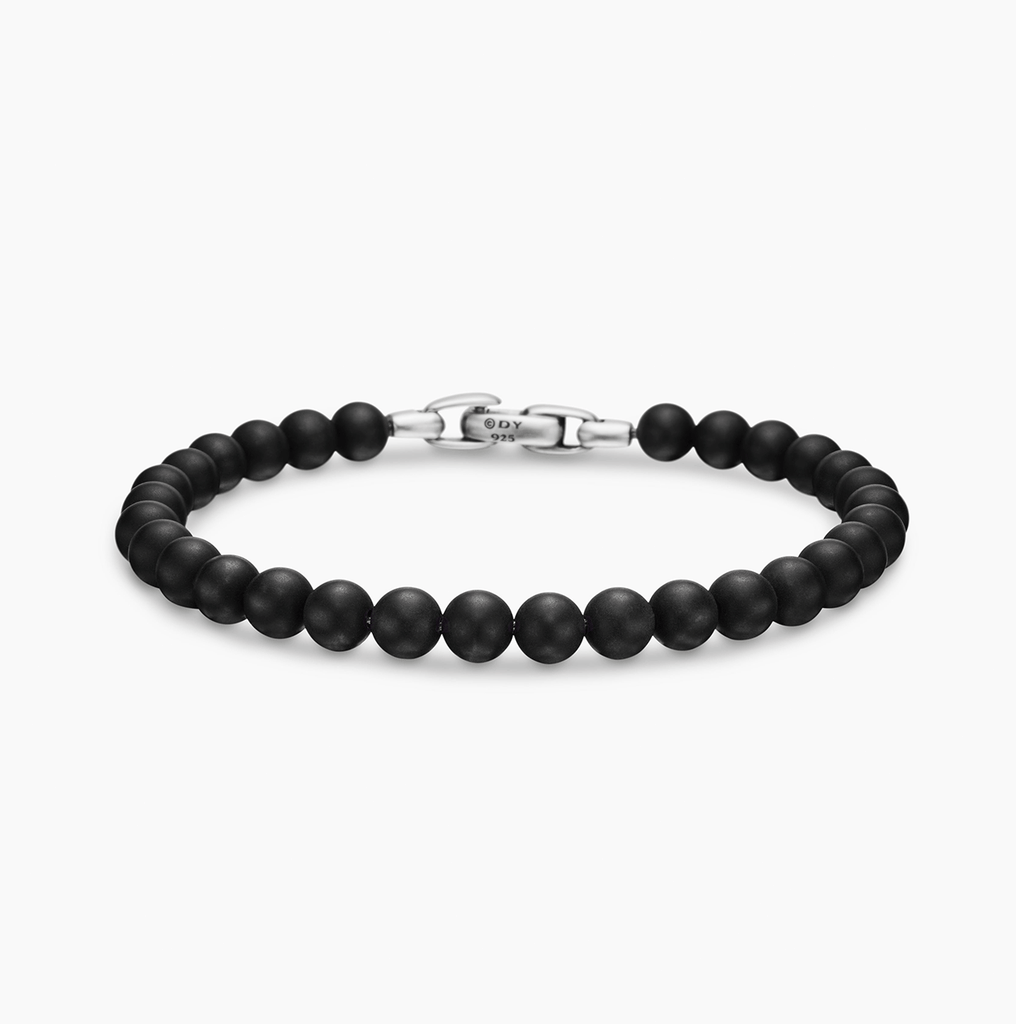 David Yurman Spiritual Beads Bracelet Sterling Silver with Black Onyx, 6mm