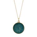 St. Christopher 14k Yellow Gold and Light Blue Enamel Medal