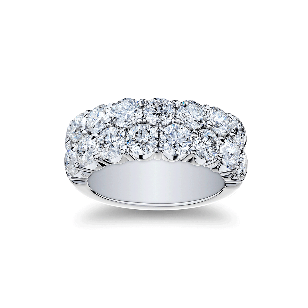 18k White Gold and 4.32 Total Weight Diamond Double Row Band