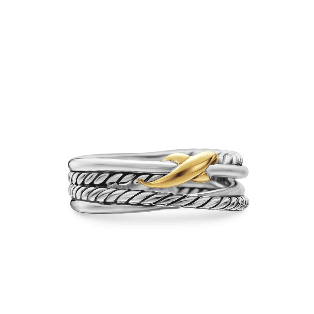 David Yurman X Crossover Band Ring Sterling Silver with 18k Yellow Gold, 6mm