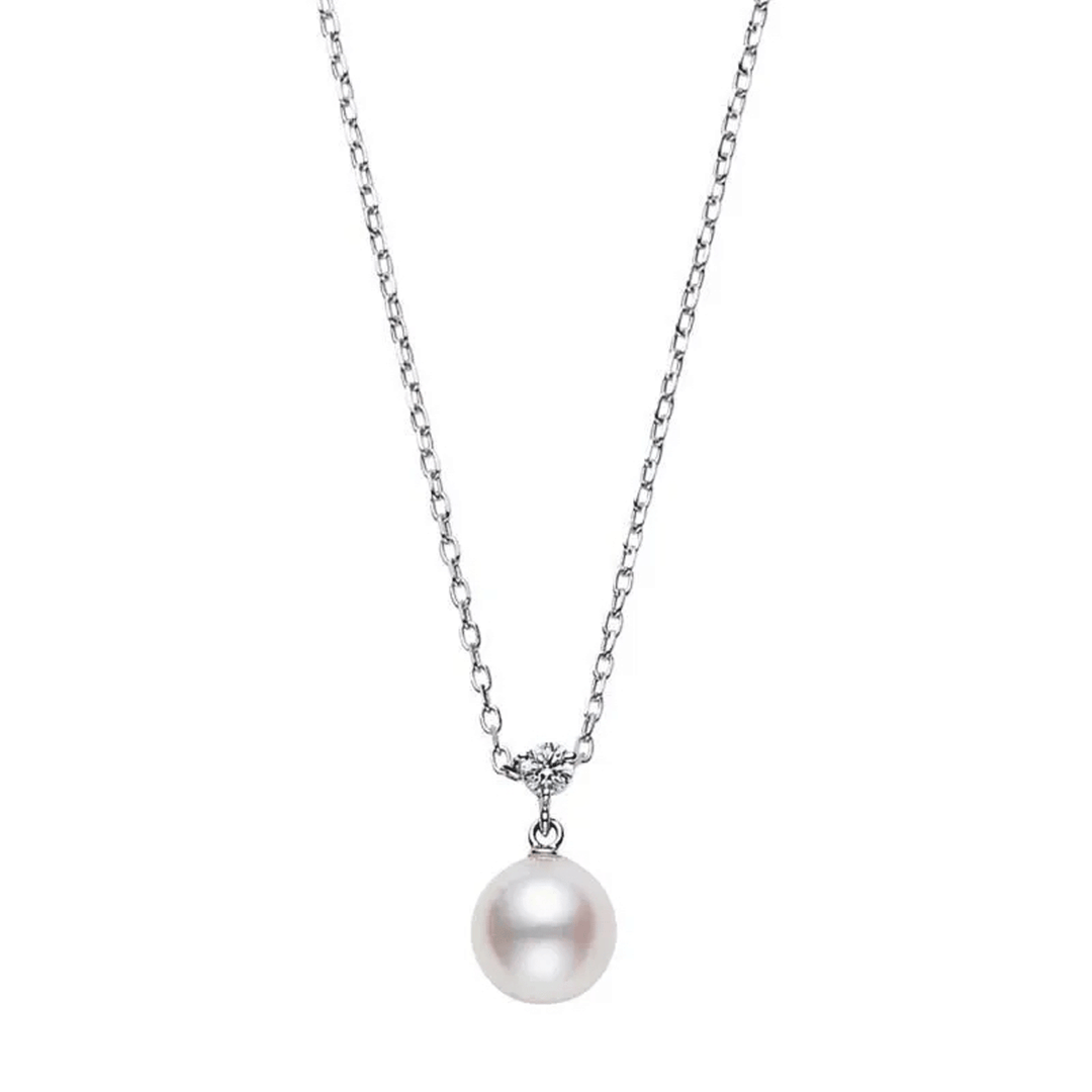 Mikimoto 18k White Gold Akoya Pearl Diamond Necklace