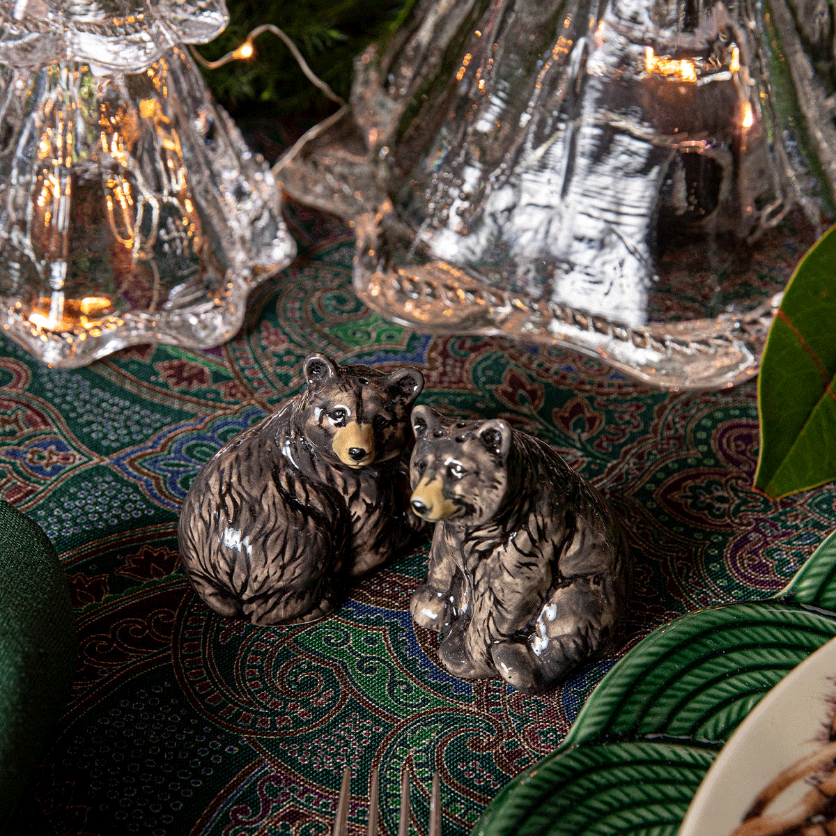 Juliska Black Bear Salt and Pepper Shakers Set of 2pc