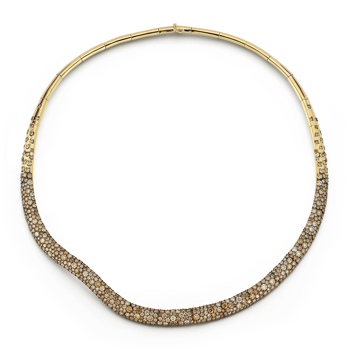 Walters Faith Julian 18k Gold and Champagne Diamond Wave Necklace