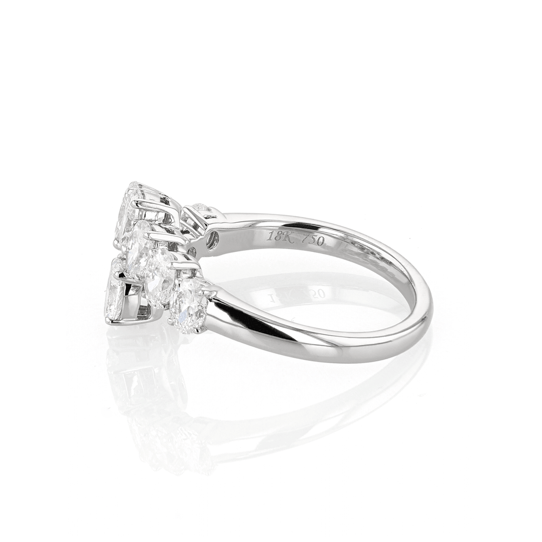 18k Gold and Oval Diamond 1.80 Total Weight Bypass Ring