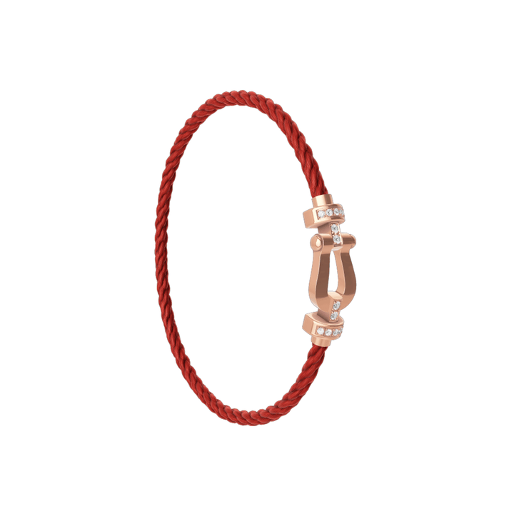 FRED Red Cord Bracelet with 18k Rose Half Diamond MD Buckle, Exclusively at Hamilton Jewelers