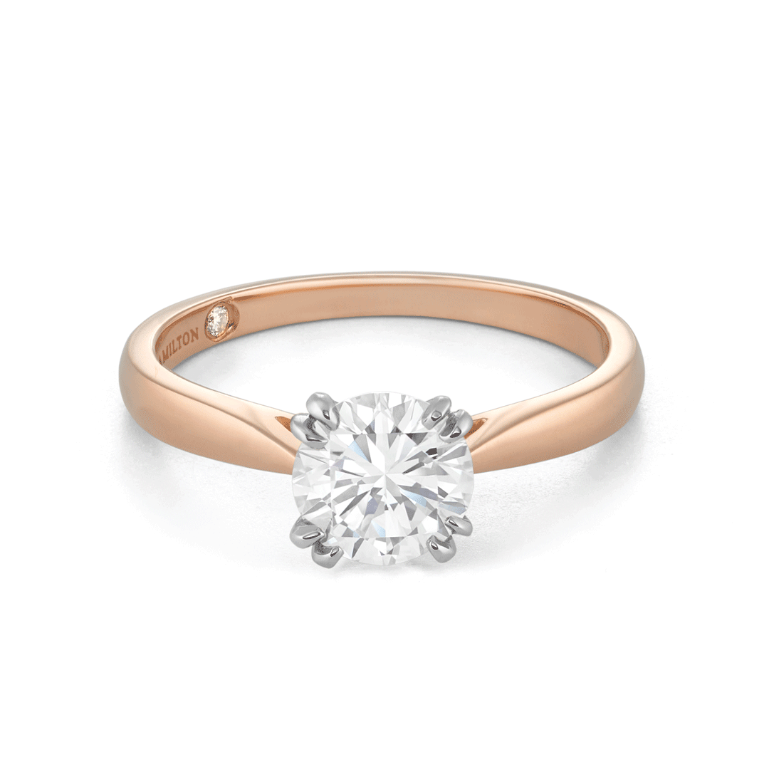 Hamilton Centennial Collection 18k Rose Gold and Solitaire Engagement Mounting Ring For Round Diamond